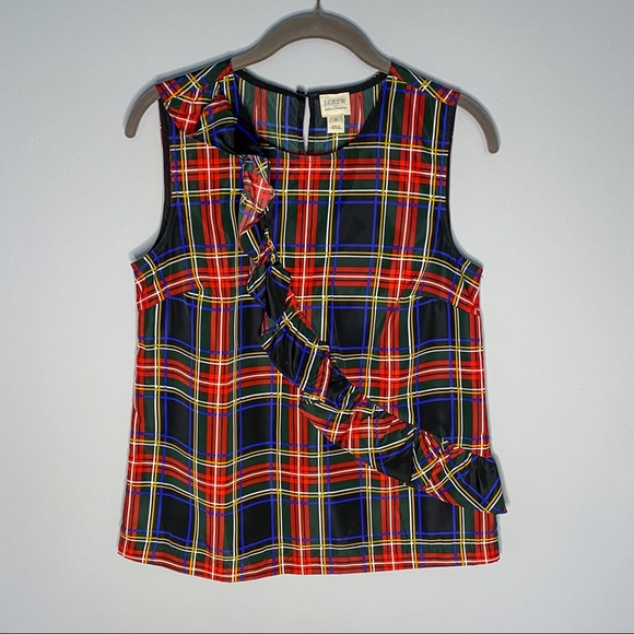 J.Crew tartan ruffle top - Picture 1 of 5